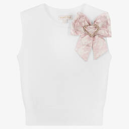 Angel's Face-Girls White Knitted Sweater Vest | Childrensalon Outlet