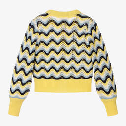 Angel's Face-Girls Yellow & Blue Knitted Cotton Cardigan | Childrensalon Outlet