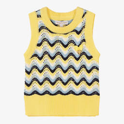Angel's Face-Girls Yellow & Blue Knitted Sweater Vest | Childrensalon Outlet