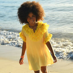 Angel's Face-Girls Yellow Chiffon Sequinned Kaftan | Childrensalon Outlet