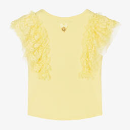 Angel's Face-Girls Yellow Lace & Tulle Sleeve T-Shirt | Childrensalon Outlet