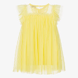 Angel's Face-Girls Yellow Pleated Tulle Dress | Childrensalon Outlet