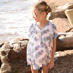 Angel's Face-Розовый кафтан с ананасами | Childrensalon Outlet