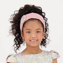Angel's Face-Pink Velvet Brooch Hairband | Childrensalon Outlet