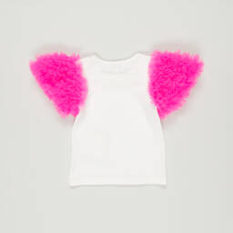 Angel's Face-Preloved Girls White & Neon Pink Tulle T-Shirt (4-5 years) | Childrensalon Outlet