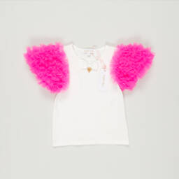 Angel's Face-Preloved Girls White & Neon Pink Tulle T-Shirt (4-5 years) | Childrensalon Outlet