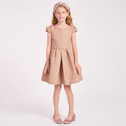 Angel's Face-Бежево-розовое платье с сердечками | Childrensalon Outlet