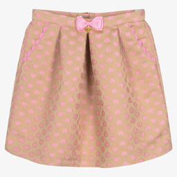 Angel's Face-Teen Girls Beige & Pink Hearts Skirt | Childrensalon Outlet