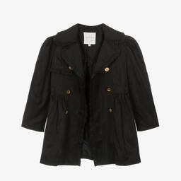 Angel's Face-معطف ترانشكوت تينز بناتي مزين بكشكش لون أسود | Childrensalon Outlet