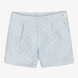 Angel's Face-Голубые шорты из парчи с цветочным узором | Childrensalon Outlet