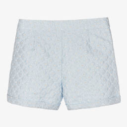 Angel's Face-Голубые шорты из парчи с цветочным узором | Childrensalon Outlet