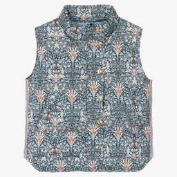 Angel's Face-Голубой утепленный жилет в цветочек | Childrensalon Outlet