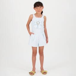 Angel's Face-Teen Girls Blue Jacquard Flower Shorts | Childrensalon Outlet