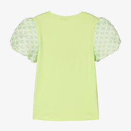 انجلز فيس-تيشيرت تينز بناتي قطن جيرسي لون أخضر | Childrensalon Outlet