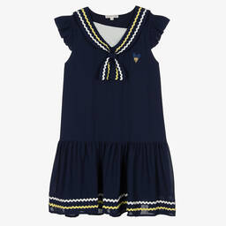 Angel's Face-Синее платье из крепа в матросском стиле | Childrensalon Outlet