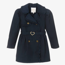 Angel's Face-Teen Girls Navy Blue Ruffle Trench Coat | Childrensalon Outlet