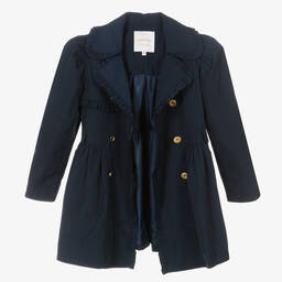 Angel's Face-Teen Girls Navy Blue Ruffle Trench Coat | Childrensalon Outlet