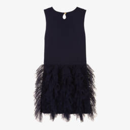 Angel's Face-Синее хлопковое платье с рюшами из тюля | Childrensalon Outlet