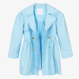Angel's Face-Teen Girls Pale Blue Ruffle Trench Coat | Childrensalon Outlet