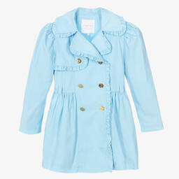 Angel's Face-Teen Girls Pale Blue Ruffle Trench Coat | Childrensalon Outlet