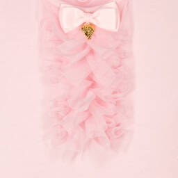 Angel's Face-فستان قطن جيرسي وتول مزين بكشكش لون زهري | Childrensalon Outlet