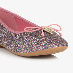 انجلز فيس-حذاء باليرينا جلد صناعي لون زهري غليتر | Childrensalon Outlet