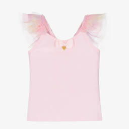 Angel's Face-Розовый топ с оборкой из тюля | Childrensalon Outlet