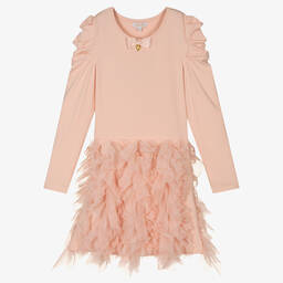 Angel's Face-فستان تينز بناتي قطن جيرسي وتول لون زهري | Childrensalon Outlet