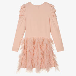 Angel's Face-فستان تينز بناتي قطن جيرسي وتول لون زهري | Childrensalon Outlet