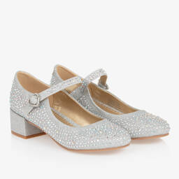 Angel's Face-Teen Girls Silver Diamanté Heeled Bar Shoes | Childrensalon Outlet