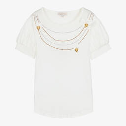 Angel's Face-Белая футболка со стразами | Childrensalon Outlet