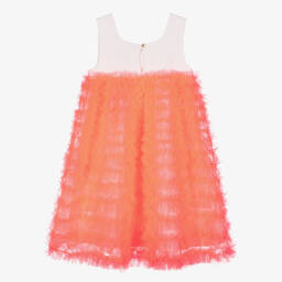 Angel's Face-Teen Girls White & Neon Orange Tulle Dress | Childrensalon Outlet