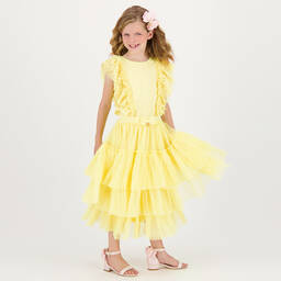 Angel's Face-Teen Girls Yellow Pleated Tulle Skirt | Childrensalon Outlet