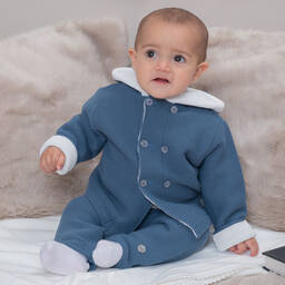 Artesanía Granlei-Baby Boys Blue Knitted Trousers Set | Childrensalon Outlet