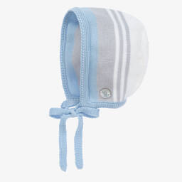Artesanía Granlei-Baby Boys Grey & Blue Stripe Bonnet | Childrensalon Outlet