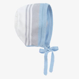 Artesanía Granlei-Baby Boys Grey & Blue Stripe Bonnet | Childrensalon Outlet