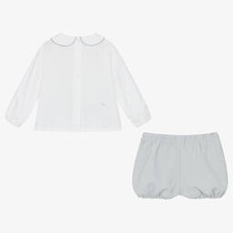 ارتيزانيا  غرانلي-بِدلة رسمية قطن عضوي لون أبيض ورمادي للمواليد | Childrensalon Outlet