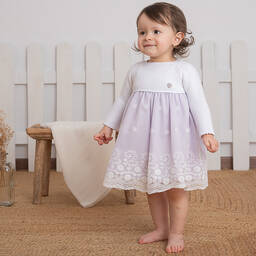 Artesanía Granlei-فستان قطن محبوك وتول لون بنفسجي للمولودات | Childrensalon Outlet