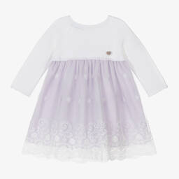 Artesanía Granlei-فستان قطن محبوك وتول لون بنفسجي للمولودات | Childrensalon Outlet