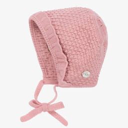 Artesanía Granlei-Baby Girls Pink Knitted Bonnet | Childrensalon Outlet