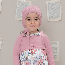 Artesanía Granlei-Baby Girls Pink Knitted Bonnet | Childrensalon Outlet