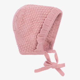 Artesanía Granlei-Baby Girls Pink Knitted Bonnet | Childrensalon Outlet