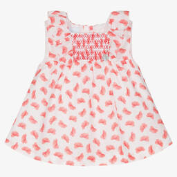 Artesanía Granlei-Baby Girls Red Floral Cotton Dress | Childrensalon Outlet
