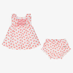 Artesanía Granlei-Baby Girls Red Floral Cotton Dress | Childrensalon Outlet