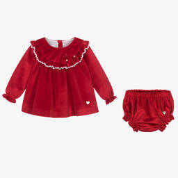 Artesanía Granlei-Baby Girls Red Velvet Dress | Childrensalon Outlet