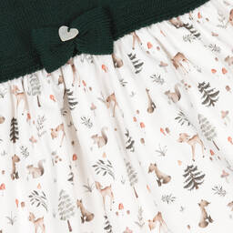 ارتيزانيا  غرانلي-فستان أكريليك محبوك لون أبيض وأخضر للمولودات | Childrensalon Outlet