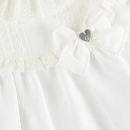 ارتيزانيا  غرانلي-فستان لون أبيض مزين بدانتيل للمولودات | Childrensalon Outlet