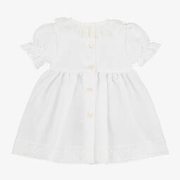 ارتيزانيا  غرانلي-فستان لون أبيض مزين بدانتيل للمولودات | Childrensalon Outlet
