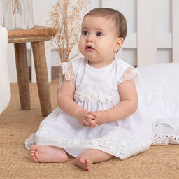 Artesanía Granlei-Baby Girls White Tulle Lace Dress | Childrensalon Outlet