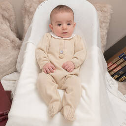 Artesanía Granlei-Бежевый трикотажный комбинезон с помпоном | Childrensalon Outlet